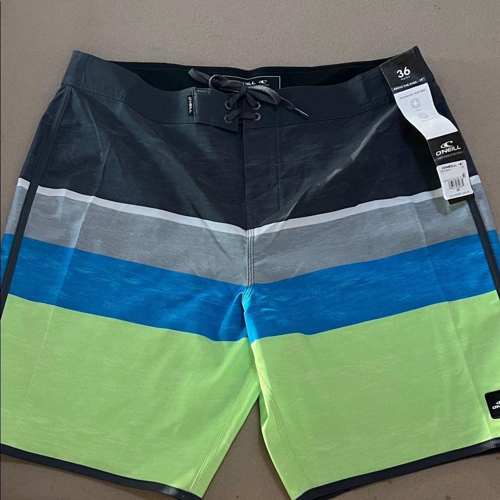 O'Neill Men's Black, Gray, Blue, and Green Board Shorts
